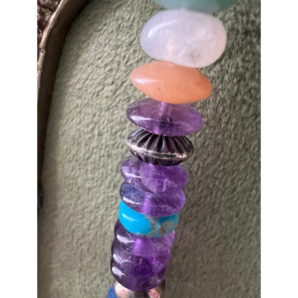 Sterling Stone Necklace 24” Amethyst Turquoise Lapis Quartz 925 Carolyn Pollack - Picture 4 of 8